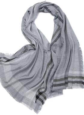 羊毛流苏边长方形保暖披肩围巾