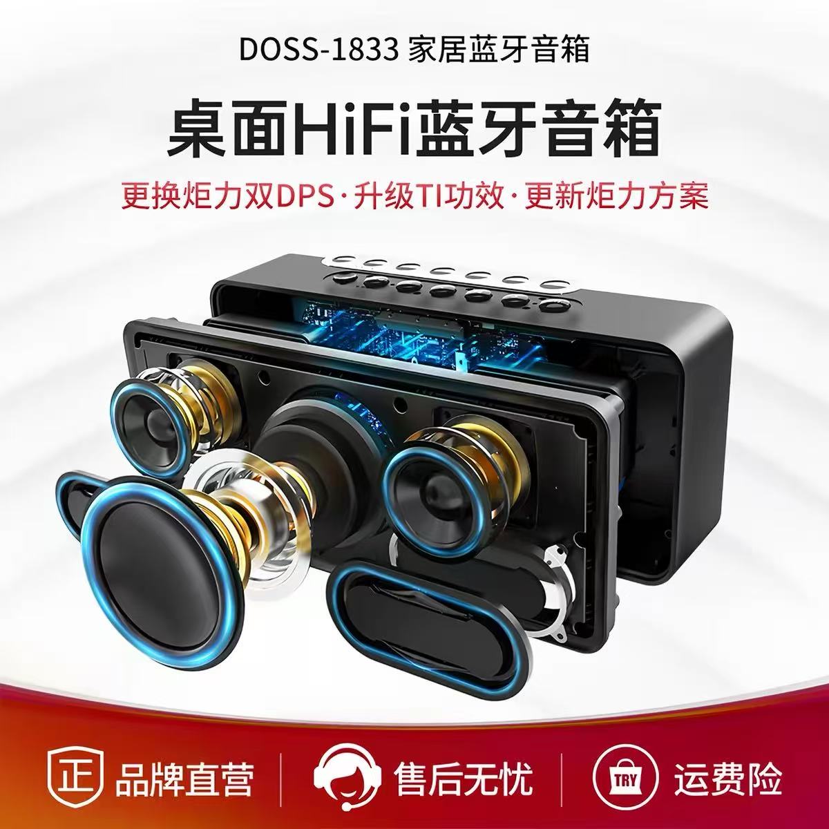 DOSS/德士 DS-1833无线蓝牙音箱大音量重低音炮户外家用插卡音响
