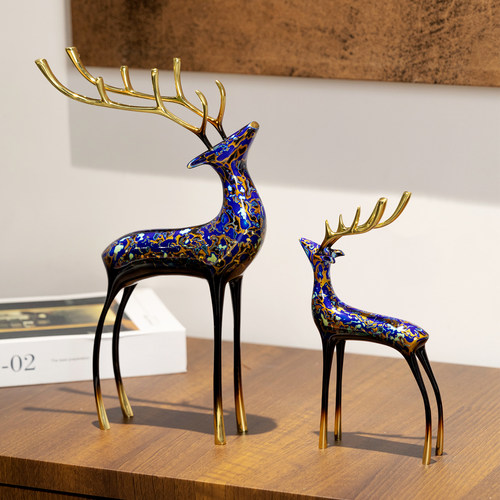 米乐铜鹿摆件轻奢现代酒柜装饰柜