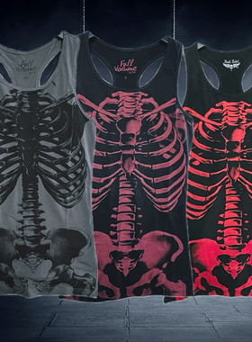 德单E@mp暗黑哥特亚文化骷髅骨架摇滚辣妹工字背心朋克欧美无袖