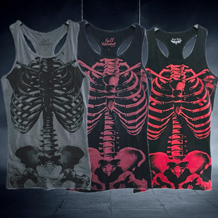 德单E@mp暗黑哥特亚文化骷髅骨架摇滚辣妹工字背心朋克欧美无袖