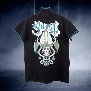 德单E@MP重金属骷髅摇滚朋克哥特街头短袖Polo棉男T恤Ghost乐队