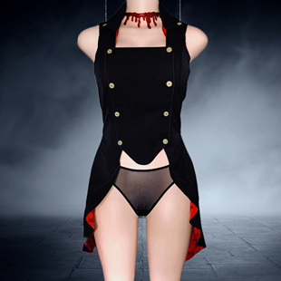 美国暗黑长尾燕尾制服上衣马甲绑带摇滚朋克维多利亚哥特修身大码