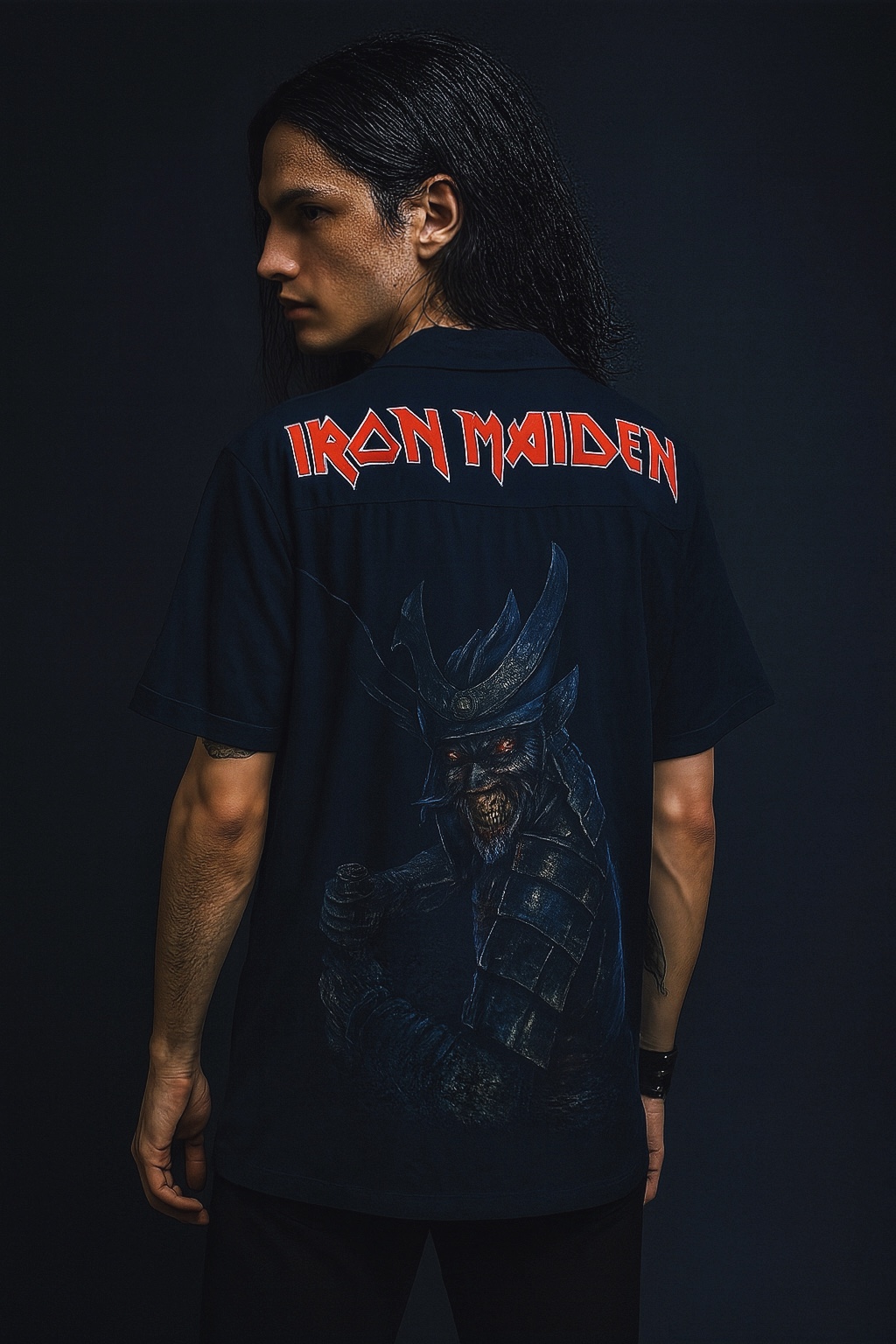 原德单铁娘子乐队Iron Maiden摇滚朋克短袖衬衫男大码宽松半截袖