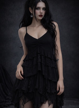 原H0t T0pic暗黑哥特亚文化街头辣妹多层吊带背心上衣摇滚朋克