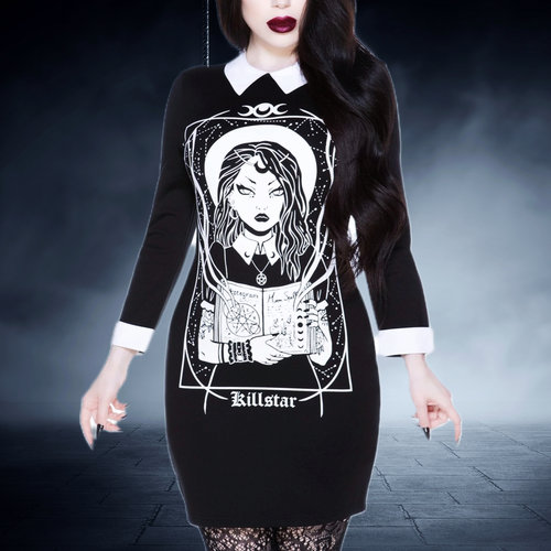 原KILLSTAR暗黑哥特亚文化骷髅五芒星女巫小白领摇滚辣妹连衣裙