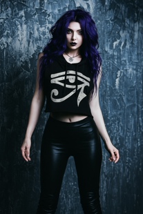 原 背心 暗黑哥特摇滚朋克五芒星亚文化埃及荷鲁斯之眼连帽短款