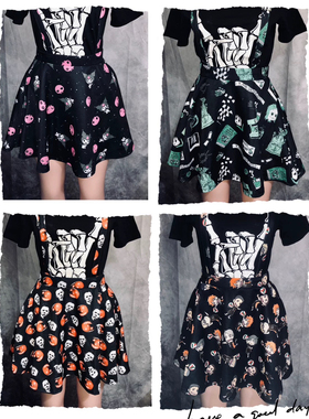 阴间大法师辣妹高腰排球小子黑色星期五库洛米亚文化原宿背带短裙