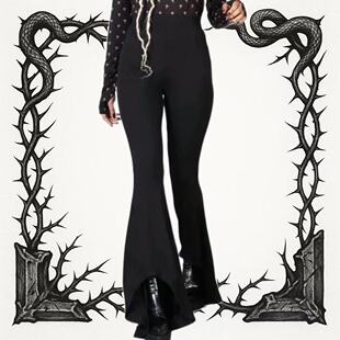 原KS杀星暗黑哥特亚文化性感绑带喇叭长裤朋克复古前短后长显腿长