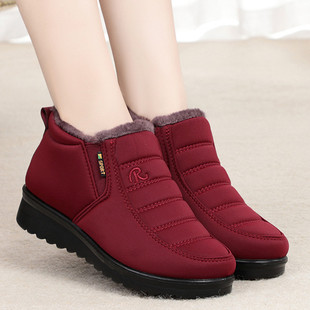 女棉鞋 老北京布鞋 平底防滑奶奶棉靴 加绒加厚保暖中老年妈妈鞋 冬季