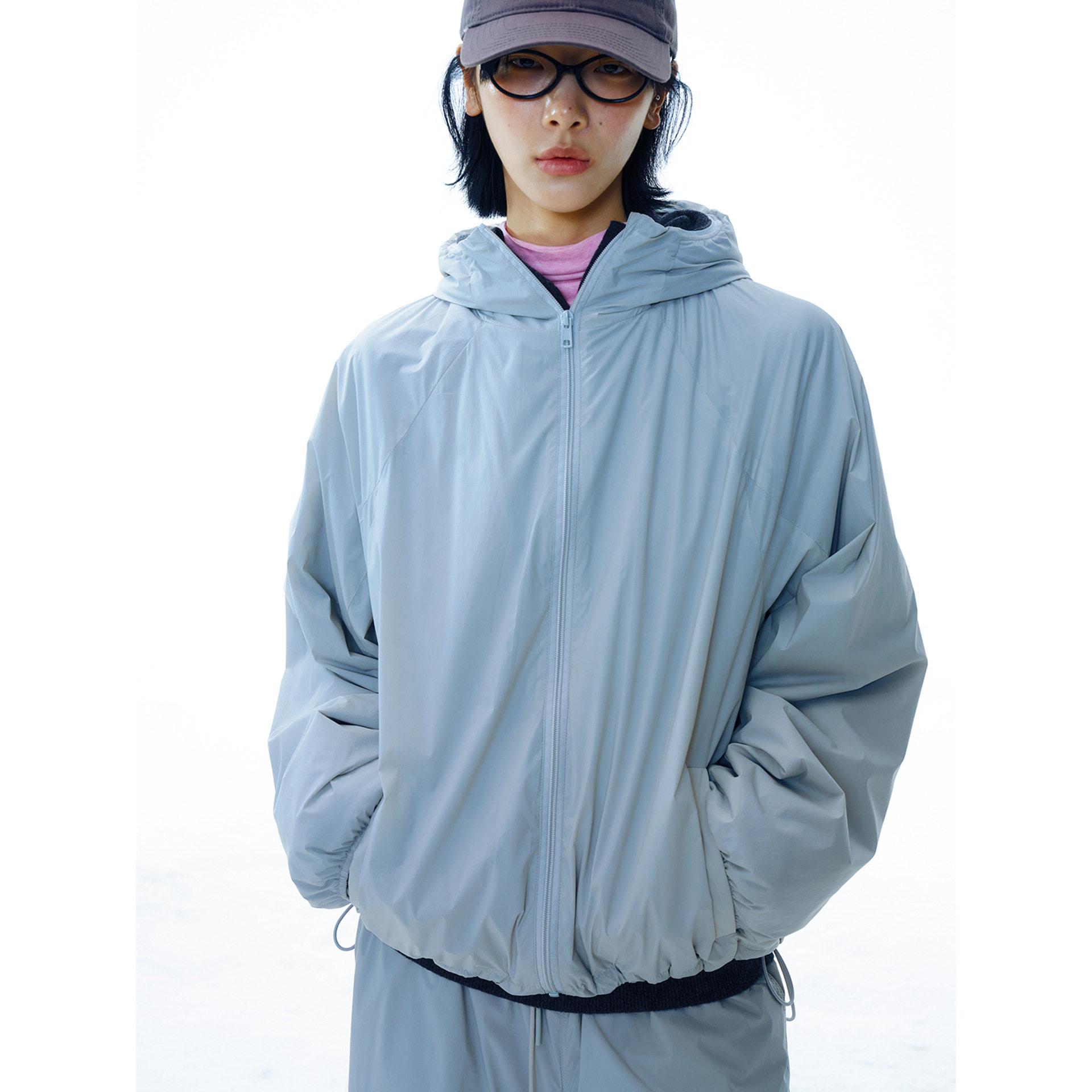 Mono Plus 连帽纯色宽松加绒棒球服2025年冬休闲保暖夹克外套女
