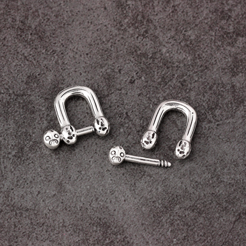 s925银实心泰银复古骷髅头扣子项链绳扣子挂坠尾扣男士手链银搭扣