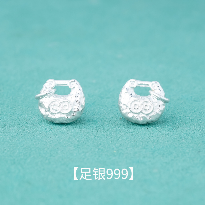 s999纯银国风银坨坨吊坠足银平安