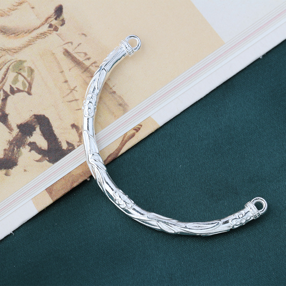 S925纯银繁花似锦半镯实心银饰