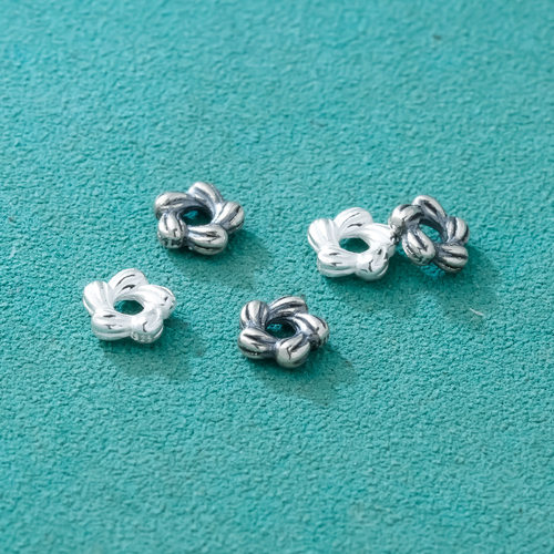 s925纯银五瓣花太阳花隔珠隔片素银垫片diy手工串珠编绳手链配饰