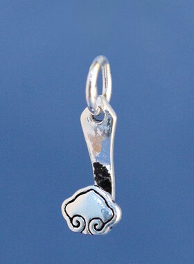 s925纯银超小如意吊坠复古泰银素银diy手链戒指挂件编绳银饰配件