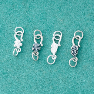 s925纯银复古收尾扣diy手串项链扣头连接扣编绳扣子配件s扣新款