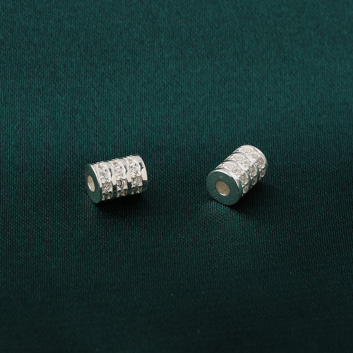 s925银微镶锆石素银转运珠配件diy手工串珠手链项链吊坠桶珠隔珠