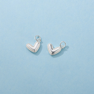 韩版桃心吊坠S925纯银爱心挂件DIY手工编绳水晶珍珠手链坠子配件