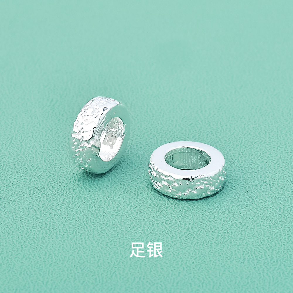 新款s999足银亮银肌理感碎冰冰盘缠隔片散珠隔片diy文玩手串配件