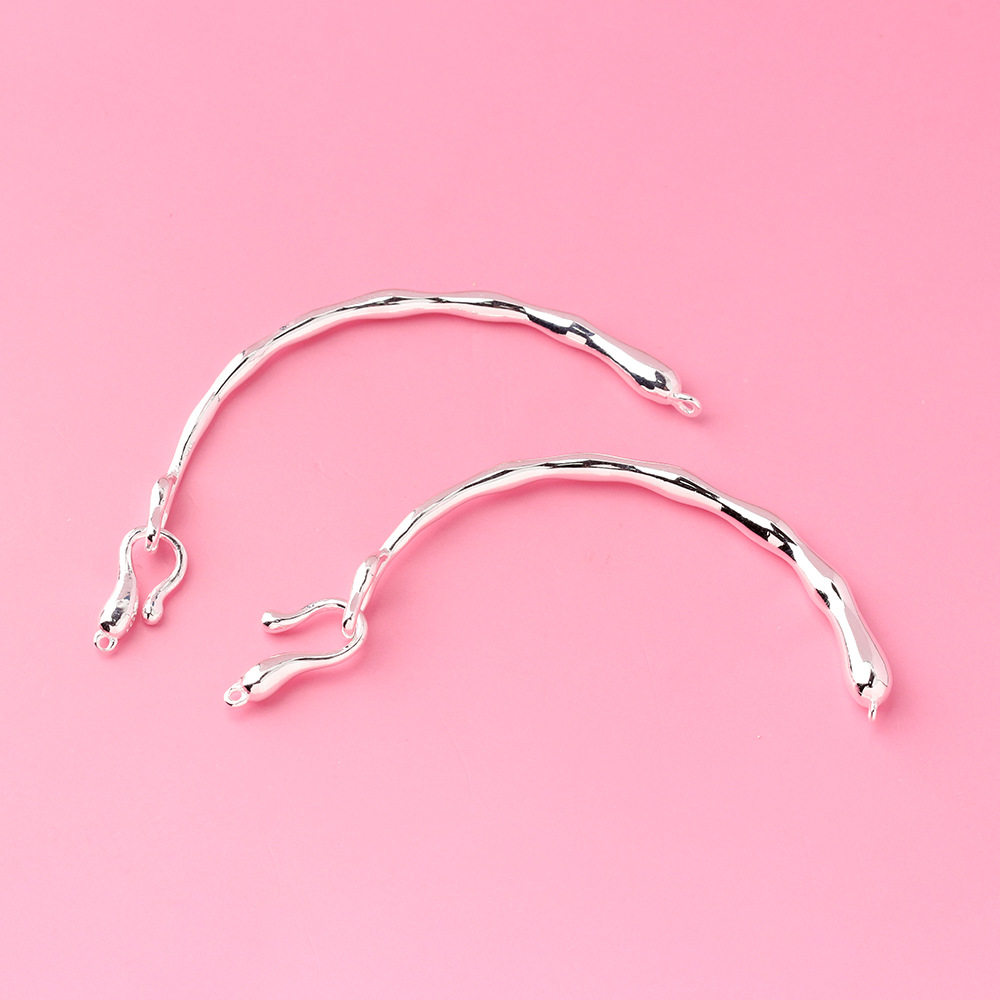 925纯银diy饰品配件 实心弯管半手镯 手工制作手链 珍珠手链材料