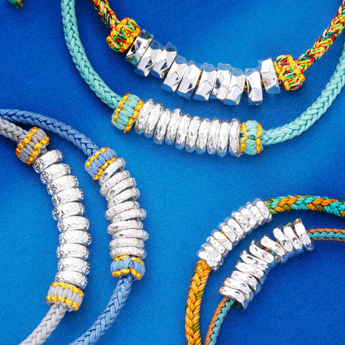 足银999盘缠手链隔片不规则跑环