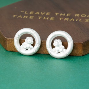 足银999素银生肖马平安扣吊坠diy小马宝宝项链绳手链串珠配件材料