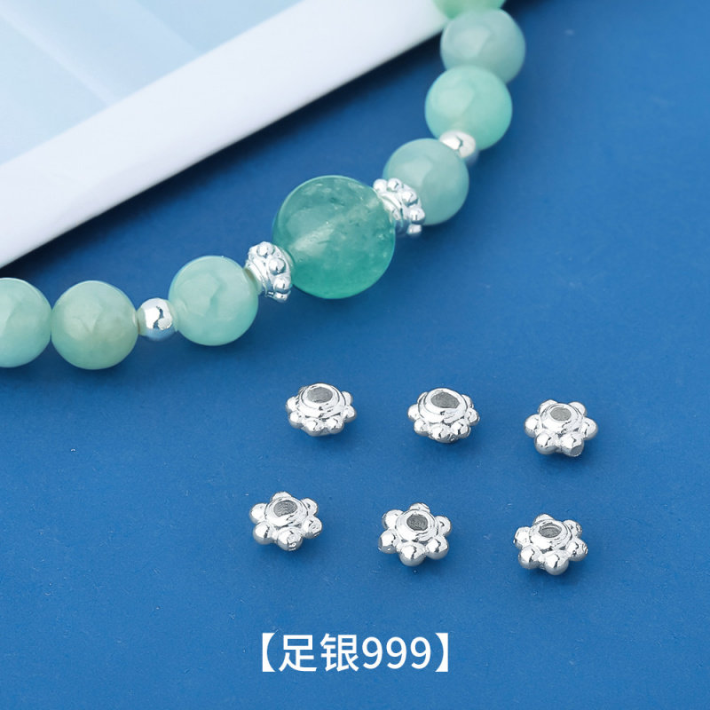 足银999迷你小花垫片飞碟珠隔片D图片