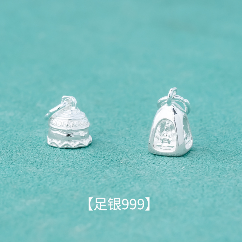 s999足银素银电镀无声铃铛吊坠四