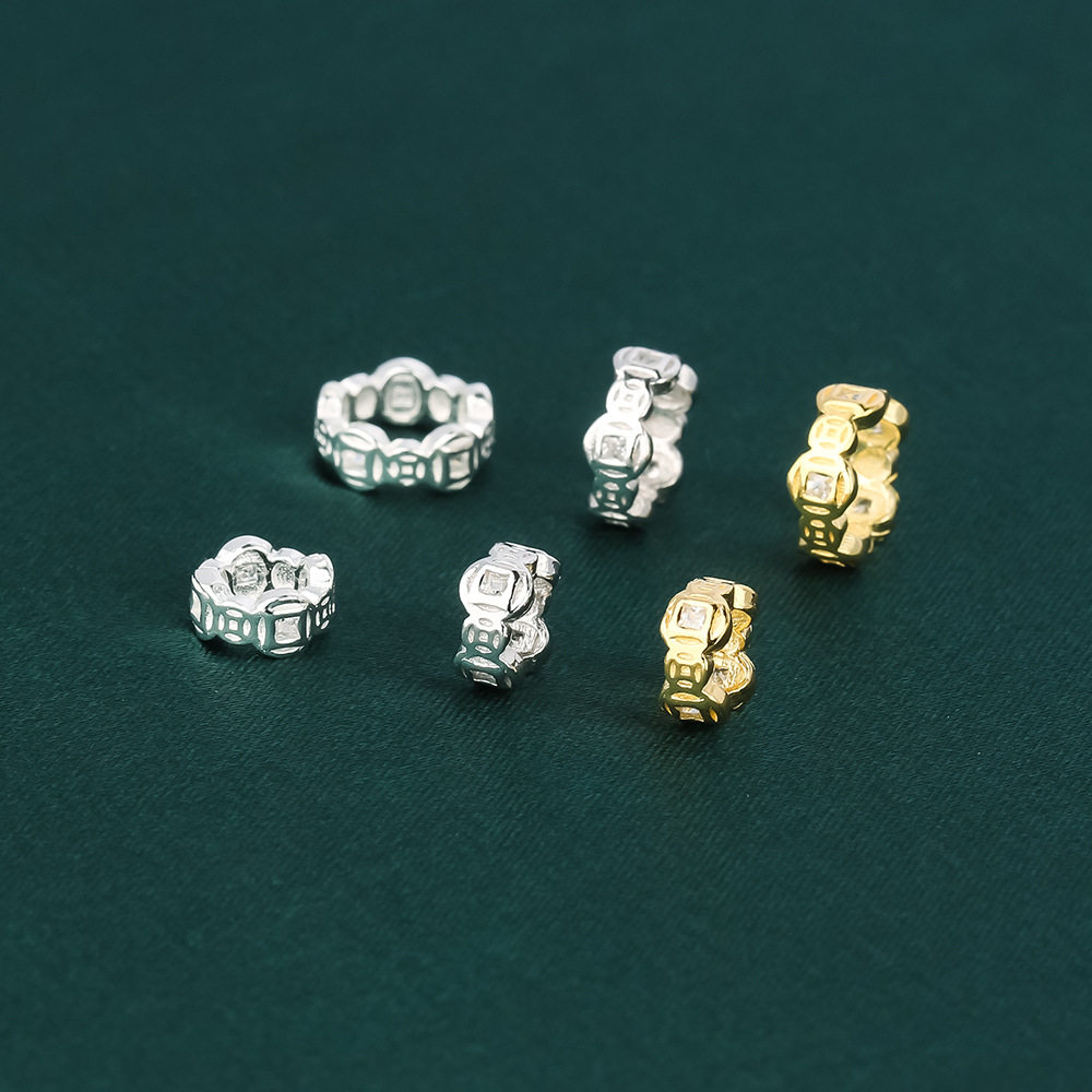 S925纯银镀金铜钱隔珠 镂空扁隔片6mm8mm手链饰品DIY手串配件图片