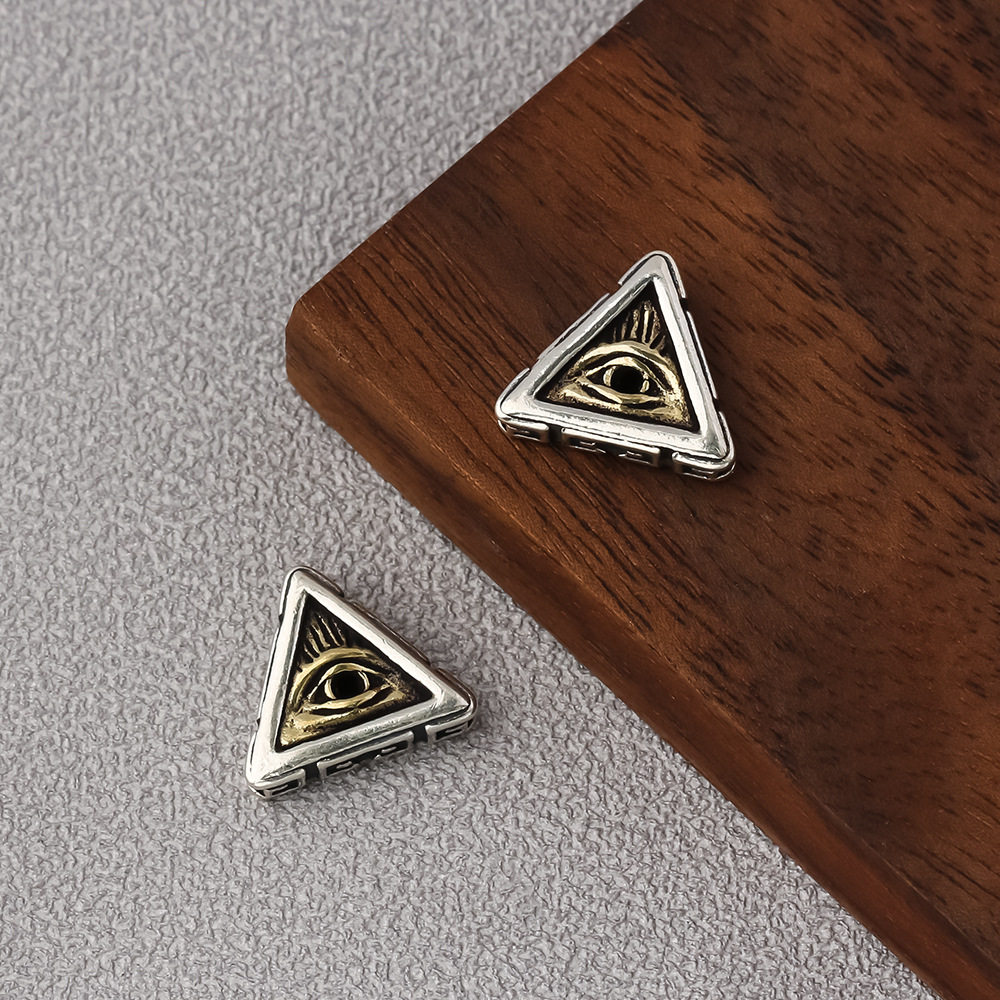 s925纯银嵌铜三角形荷鲁斯上帝之眼背云文玩全知之眼背云线束配件