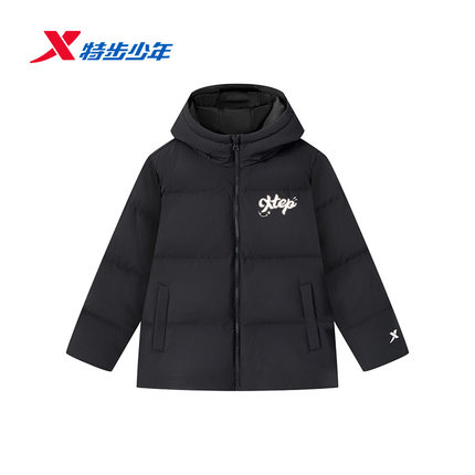 特步儿童羽绒服女大童2025冬季新款宽松保暖连帽外套675424194156