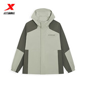 特步保暖风衣男2026春款 加绒三防梭织双层风衣厚外套974129160075