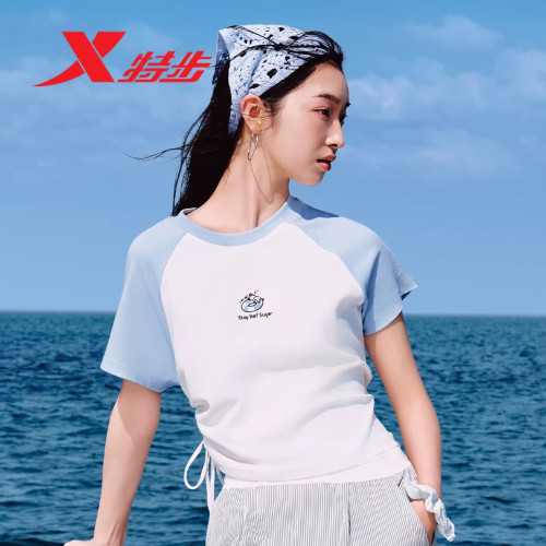 特步短袖针织衫女T恤2026夏季款