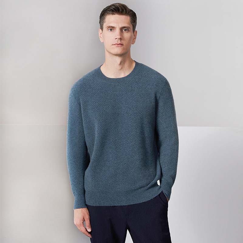 100%山羊绒男装套头衫秋冬季加厚保暖羊绒衫高端针织毛衣男