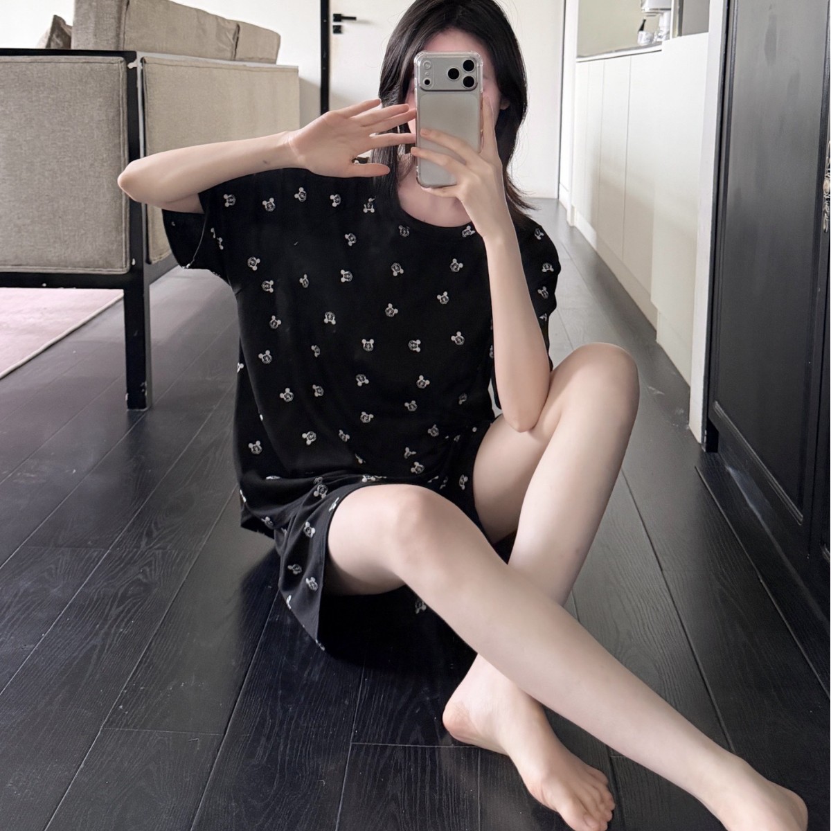 可外穿日系卡通米奇少女舒适套装