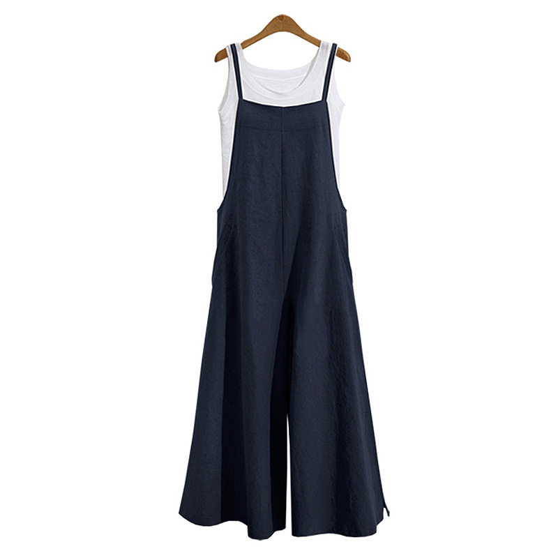 Linen long and wide leg jumpsuit cotton suspender shorts在类目 女装/女士精品, 裤子, 休闲裤中 - 来自Buy2taobao.com提供专业的淘宝代购服务