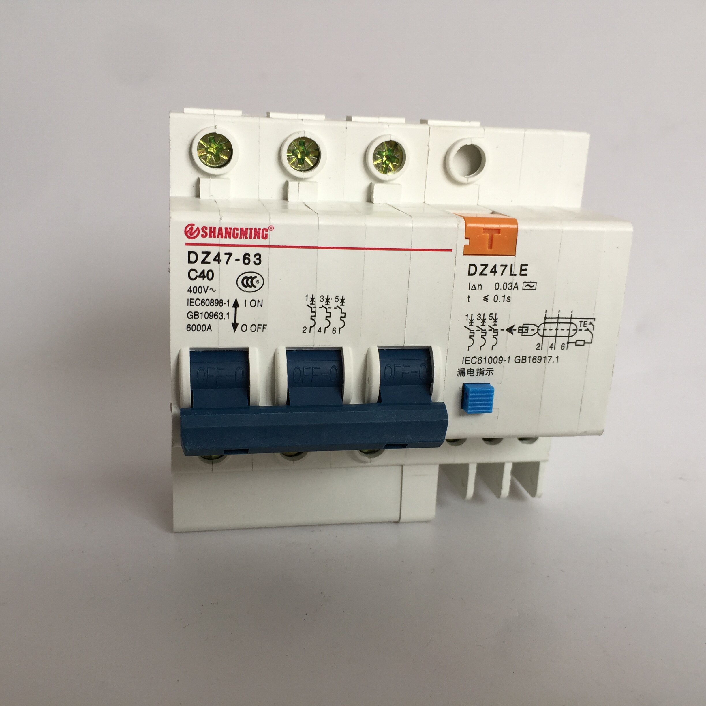 上海人民dz47le 3p带漏保空气开关 漏电断路器20a25a32a40a