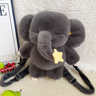 可爱呆萌小象毛绒双肩包大象玩偶公仔长鼻子陪伴生日礼物单肩背包