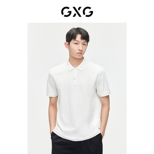 男短袖 GXG男装 Polo衫 2024年夏季 领口撞色简约刺绣休闲短袖