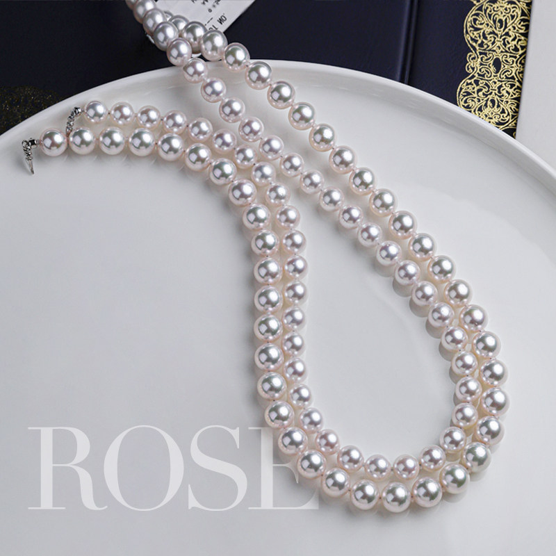 真科研证书玫瑰Rose珠串Rose P日本akoya海水珍珠项链极光天女光