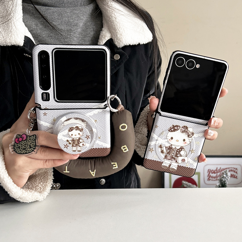 鎏金波点凯蒂猫适用华为purax手机壳新款pocket2/s折叠屏外壳novaflips超薄全包防摔保护套小米mixflip2/1女