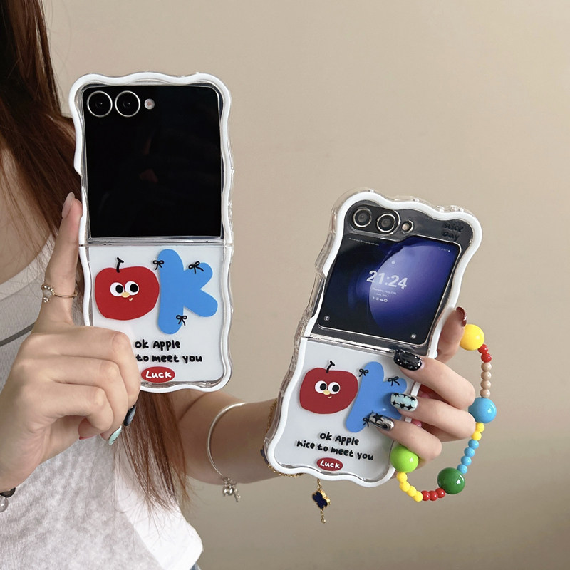 波浪纹OK苹果适用三星折叠手机壳