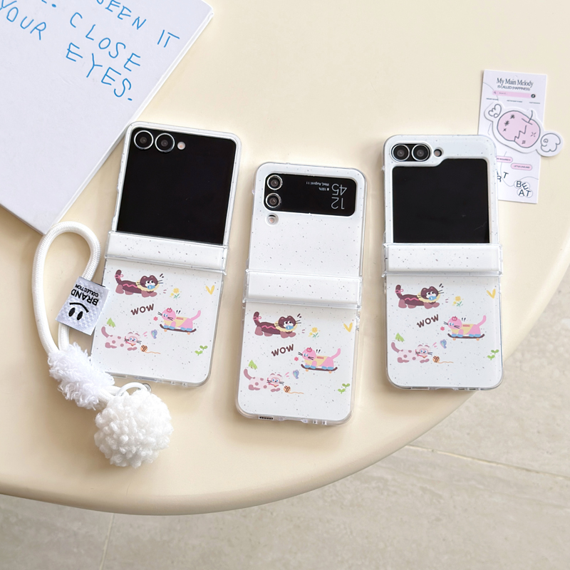 三只小猫适用三星zlip7/6/5/4/3手机壳新款小米mixflip2/1带挂绳折叠屏外壳荣耀vflip超薄中轴全包防摔保护套