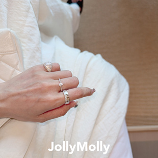 JollyMolly小众设计师925银轻奢生日礼物网红重工裙摆戒