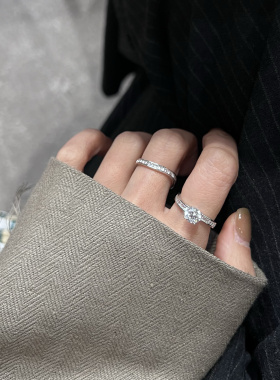 JollyMolly小众设计师925银甜美礼物生日百搭重工水波对戒组合戒