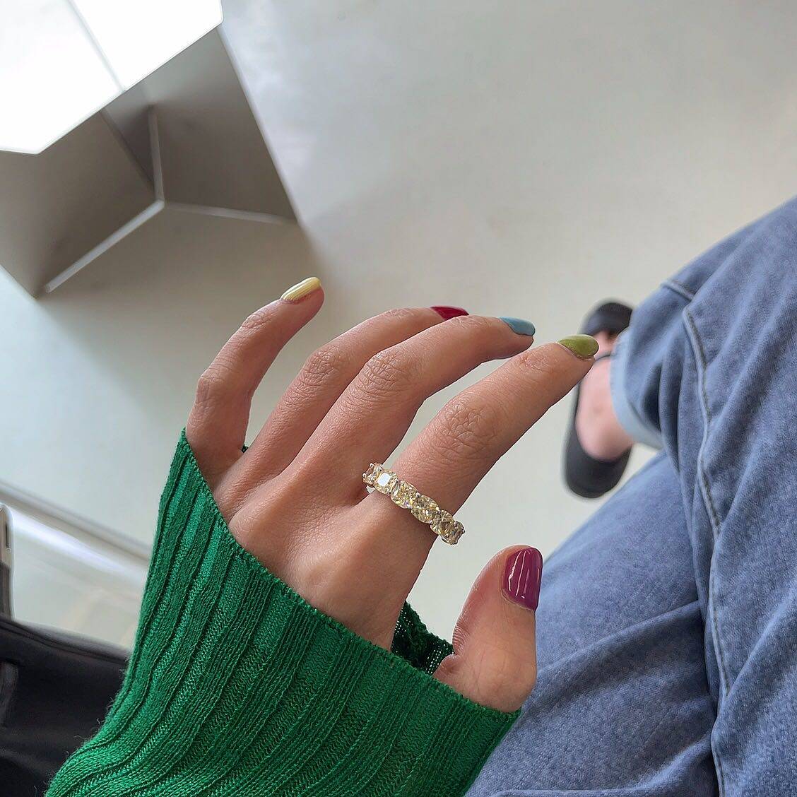 jollymolly小众设计师纯银甜美礼物生日网红百搭个性高碳黄钻戒