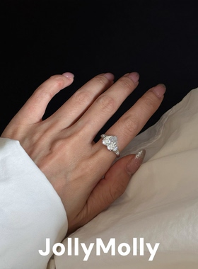 JollyMolly925银原创戒指闺蜜礼物轻奢高级感百搭重工爱心戒指