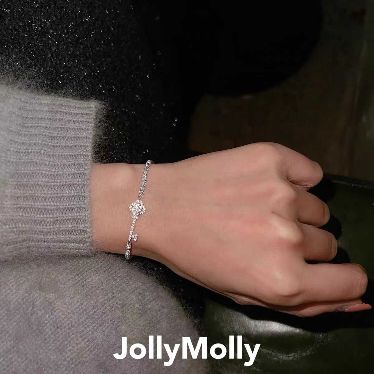 【张旖珂同款】 JollyMolly纯银钥匙网球手链轻奢礼物送女友