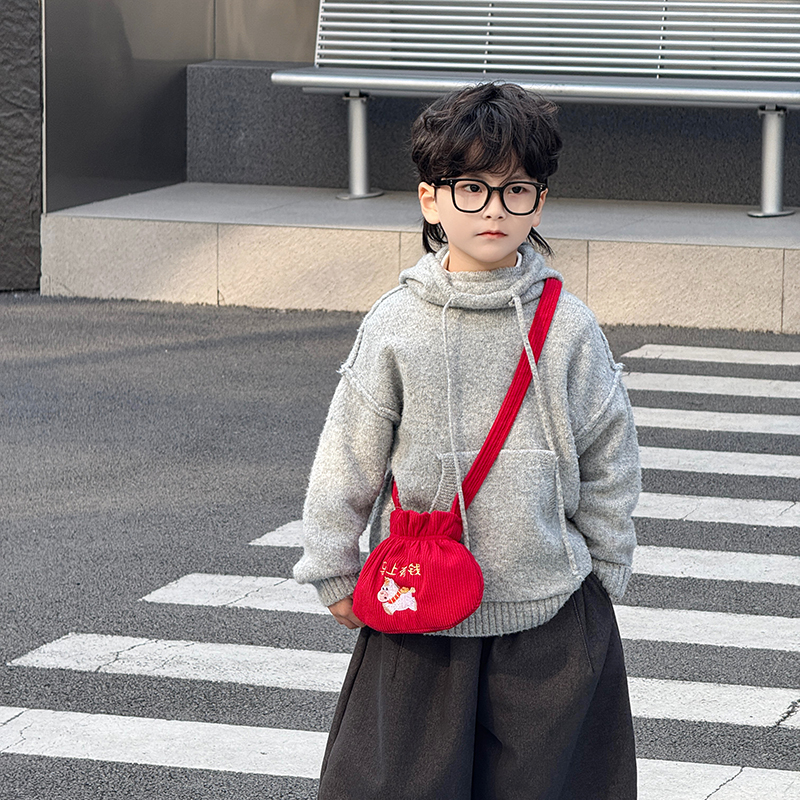 可爱宝宝拜年红包时尚福字儿童包包斜挎包男孩零钱包女童压岁钱包